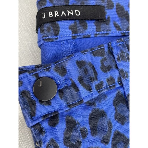 J BRAND  Blue Royal Jaguar Print Mid Rise Crop Ankle Skinny Jeans Size 28" - Picture 11 of 16